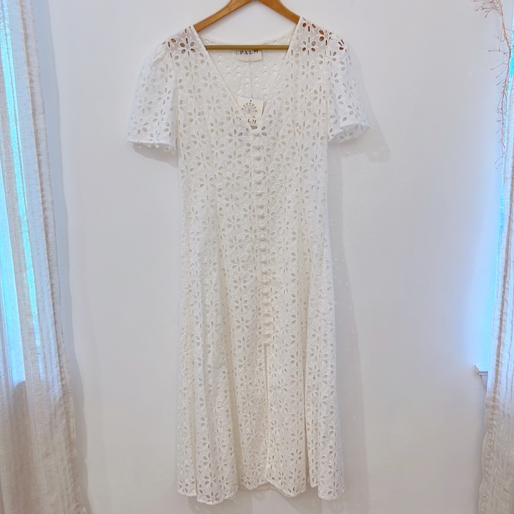 PALM Sophia Button Up White Eyelet Dress Coverup NWT - Picture 7 of 16